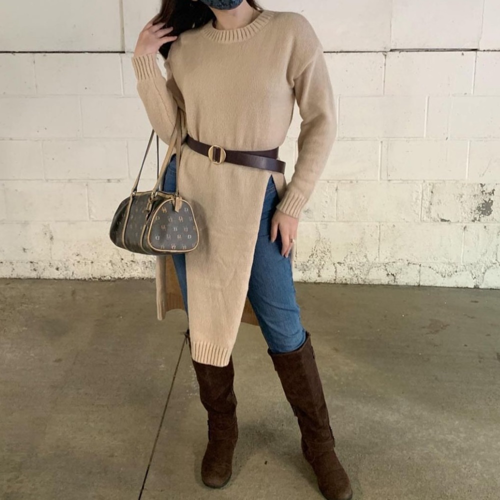 High slit sweater dress/top